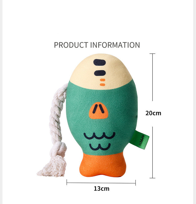 FISH - Jouet en peluche interactif pour chien avec couinement